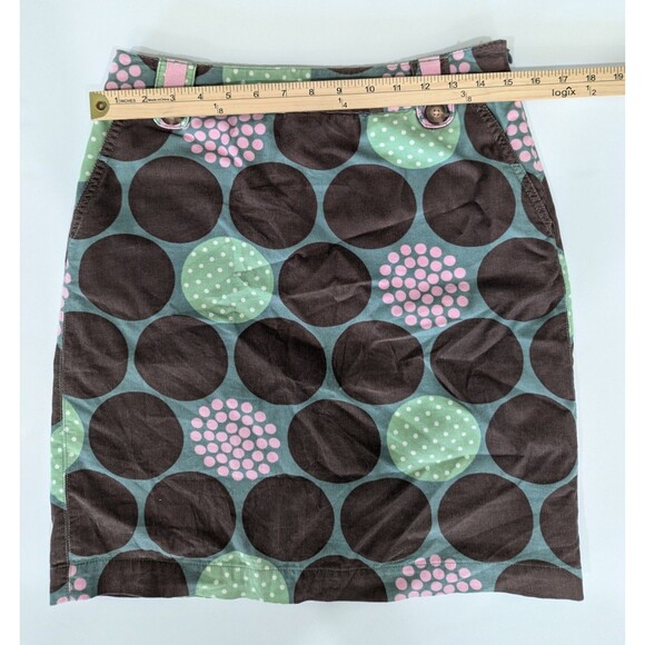 Boden Corduroy Mini Skirt Mint Green Brown Pink Polka Dot Pockets - Picture 7 of 9